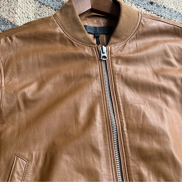 Rag & Bone Manston Lamb Leather Bomber Jacket Women M Japan Military Org$1,100 - Picture 5 of 12